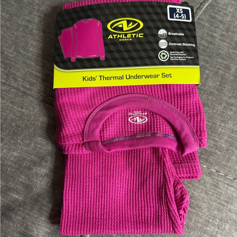 Athletic Works Kids Thermal Underwear Set - Magenta Pink‎